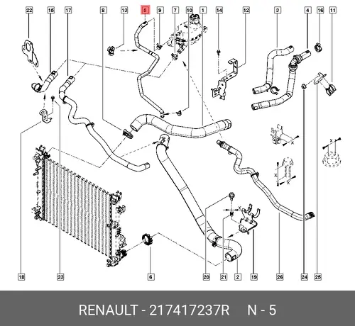  ШЛАНГ ПАРООТВОДЯЩИЙ РАДИАТОРА 217417237R RENAULT