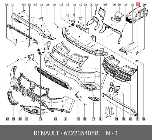 622235405R КРОНШТ ПЕР Л БАМПЕРА ПЕР RENAULT