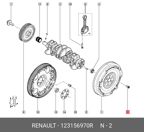 123156970R БОЛТ МАХОВИКА RENAULT