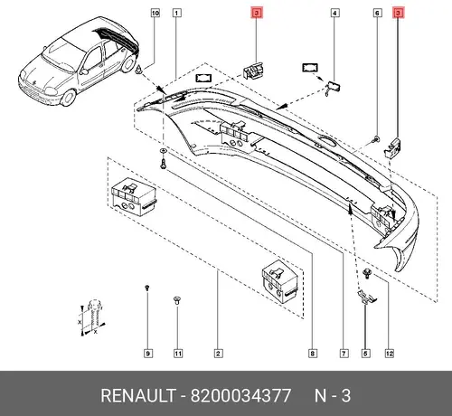 КРОНШТЕЙН БАМПЕРА 8200034377 RENAULT