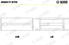 вкладыши коренные к-кт! STD (7)\ Opel Omega/Senator 2.5-3.0 81> H901/7 STD GLYCO