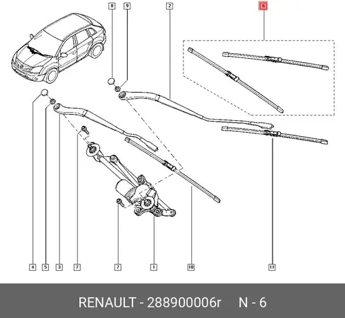 Щетка стеклоочистителя 28 89 000 06R RENAULT