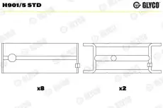 вкладыши коренные к-кт! STD (5)\ Opel Ascona/Kadett/Record 1.5-2.2 <87 H901/5 STD GLYCO