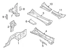 Кронштейн панели стеклоочистителя правый 4C3Z-2502884-AA FORD