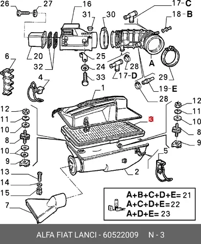 Фильтр воздушный LANCIA 60522009