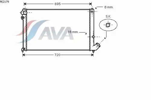 Радиатор системы охлаждения двигателя AVA PE2179