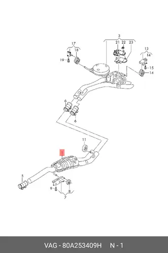 Средний глушитель 80A253409H VAG