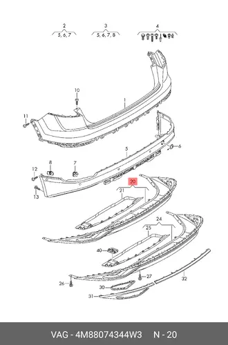 4M88074344W3 СПОЙЛЕР ANTHRAZIT VAG