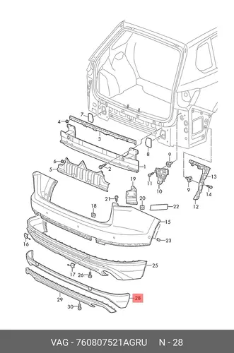  (8 ГР.), (VW), SPOILER 760807521AGRU VAG