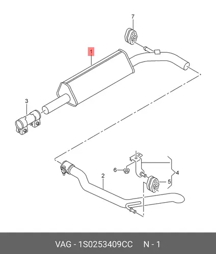 Средний глушитель 1S0253409CC VAG