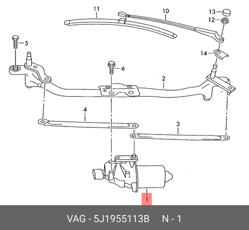 МОТОР СТЕКЛООЧИСТИТЕЛЯ 5J1955113B VAG