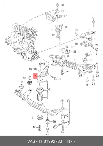 кронштейн ДВС ORG 1H0199273J VAG