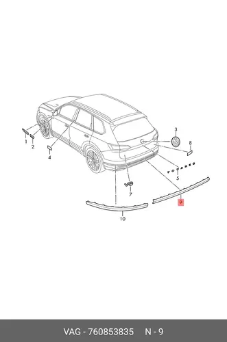 (8 ГР.), (VW), МОЛДИНГ 760853835 VAG