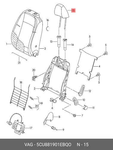 (VW), HEADREST 5CU881901EBQO VAG