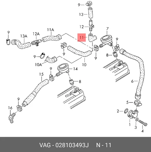 патрубок газов ORG 028103493J VAG