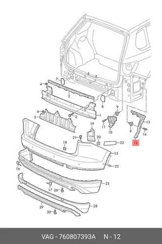 760807393A (VW),Направляющий профиль VAG