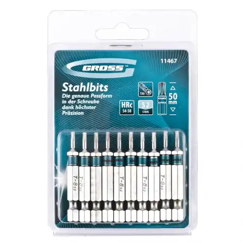 Набор бит Torx 8x50, сталь S2, 10 шт. Gross 11467
