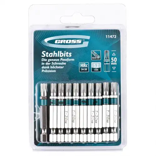  НАБОР БИТ TORX 30Х50, СТАЛЬ S2, 10 ШТ.// GROSS 11472