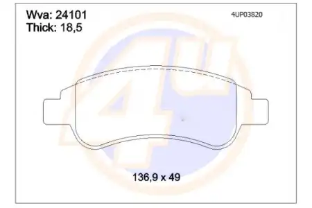 Тормозные колодки дисковые 4U 4UP03820
