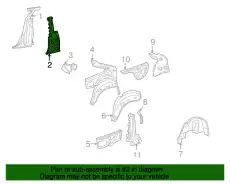 Inner Lock Pillar !Left Inner \02>05 MB C 230 1.8L L4 203 630 93 16