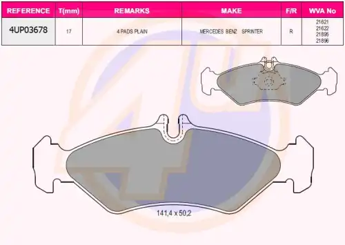 Тормозные колодки дисковые 4U 4UP03678