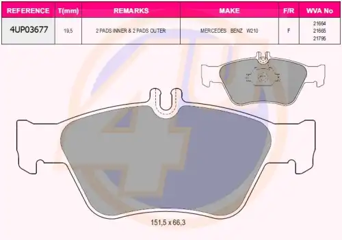 Тормозные колодки дисковые 4U 4UP03677