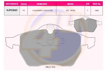 Тормозные колодки дисковые 4U 4UP03665
