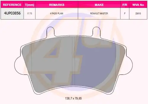 Тормозные колодки дисковые 4U 4UP03856