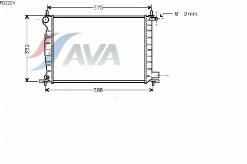 Радиатор системы охлаждения двигателя AVA FD2224