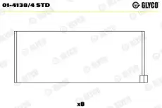вкладыши шатунные к-кт! STD (4)\ Renault R19/Clio/Megane 1.1-1.6 81> 01-4138/4 STD GLYCO
