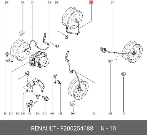Датчик ABS RENAULT 82 00 254 688
