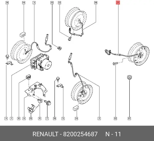 Датчик ABS RENAULT 82 00 254 687