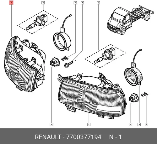 Фара RENAULT 77 00 377 194