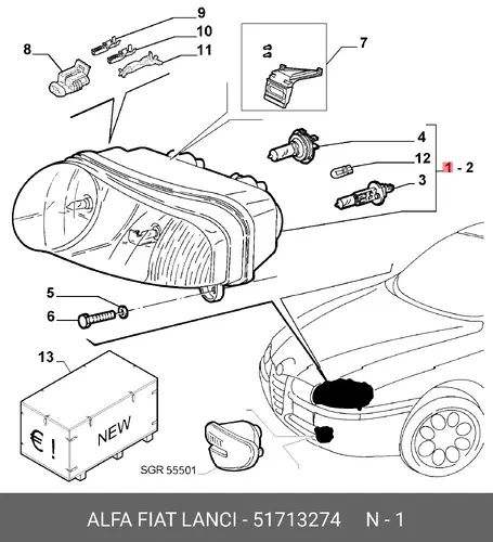 Фара FIAT 51713274
