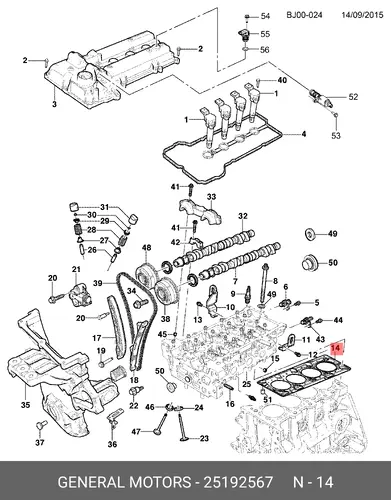 Прокладка ГБЦ GM 25192567