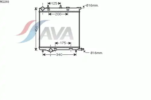 Радиатор системы охлаждения двигателя AVA PE2293