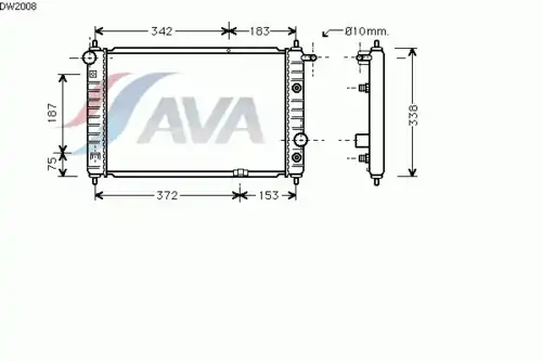 Радиатор системы охлаждения двигателя AVA DW2008