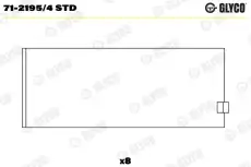 вкладыши шатунные к-кт! STD (4)\ Opel Ascona/Corsa/Kadett 1.0-1.2 82> 71-2195/4 STD GLYCO
