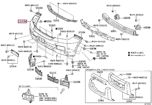 передний бампер 521196A975 TOYOTA / LEXUS