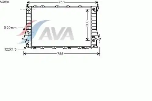 Радиатор системы охлаждения двигателя AVA AI2078