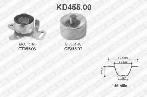 Комплект ремня ГРМ KD455.00 SNR