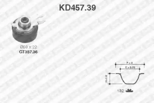 Комплект ремня ГРМ KD457.39 SNR