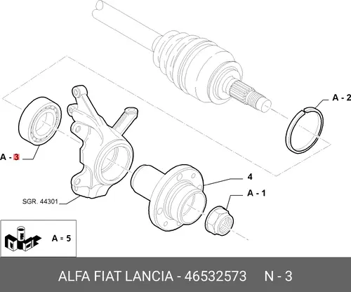 ПОДШИПНИК ПЕРЕДНИЙ +ABS 46532573 FIAT