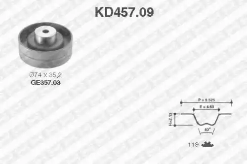 Комплект ремня ГРМ KD457.09 SNR