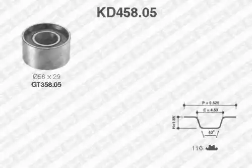 Комплект ремня ГРМ KD458.05 SNR