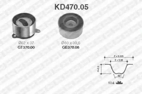 Комплект ремня ГРМ KD470.05 SNR