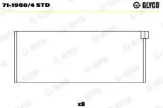 вкладыши шатунные к-кт! STD (4)\ VW T1 1.6 65> 71-1950/4 STD GLYCO