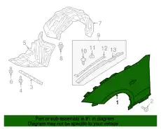 PANEL(R),FENDER-FRT. N24352111A MAZDA