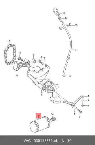 Фильтр масляный VAG 030115561AD VW