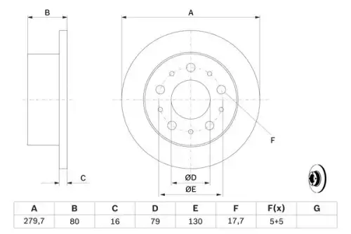 Диск тормозной R16 Boxer 250-290 кузов Fiat Ducato (задний, D280mm) 0 986 479 316 PEUGEOT — 0 986 479 316